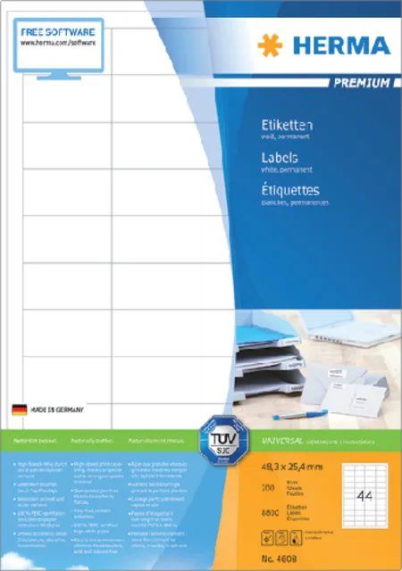 Etiket HERMA 4608 48.3x25.4mm prem wit 8800st
