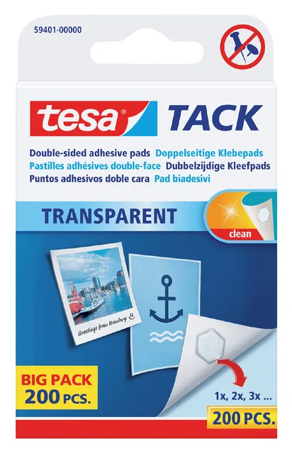 Kleefpads tesa TACK dubbelzijdig transparant 200st