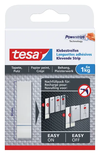 Kleefstrips tesa behang en pleisterwerk 1kg wit