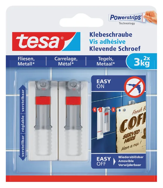 Klevende schroef tesa tegels metaal 3kg verstelb