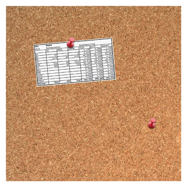 Kurkbord Desq 35x35cm randloos + push pins