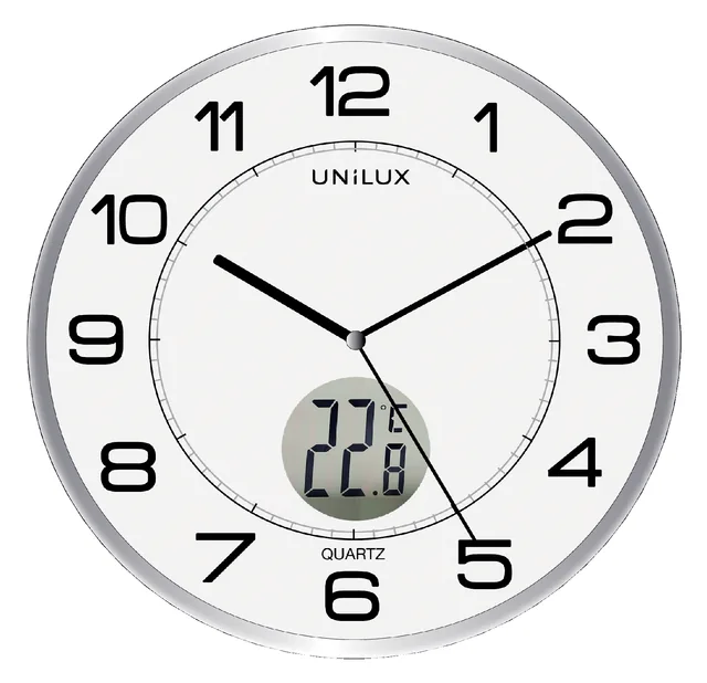 Wandklok Unilux Tempus dia 30.5cm lichtgrijs/wit