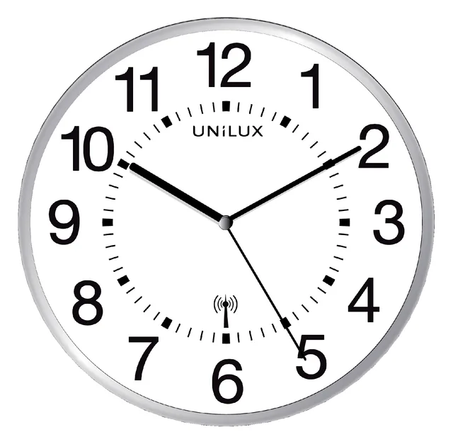 Wandklok Unilux Wave radio dia 30cm zilvergrijs/wt