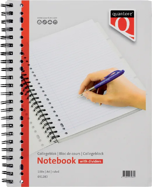 Collegeblok Quantore A4 lijn 23-gaats 4tabs 200pg