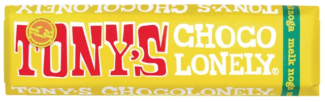 Chocolade Tony Chocolonely melk noga reep 47gr