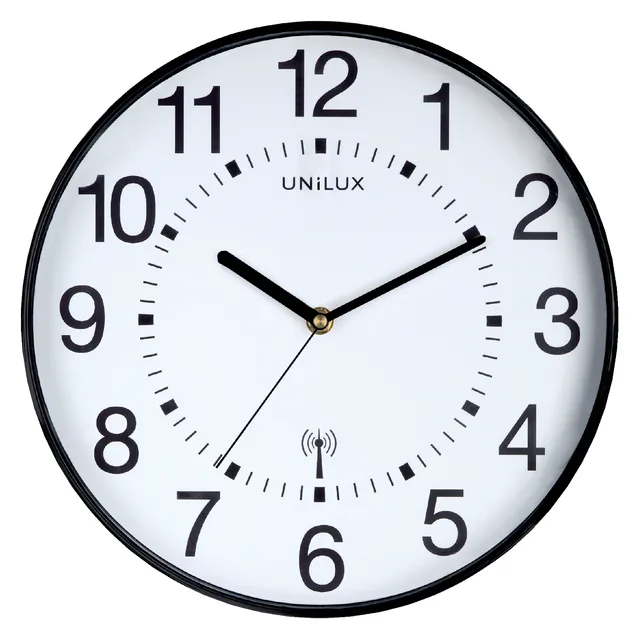 Wandklok Unilux Wave radio dia 30cm zwart/wit