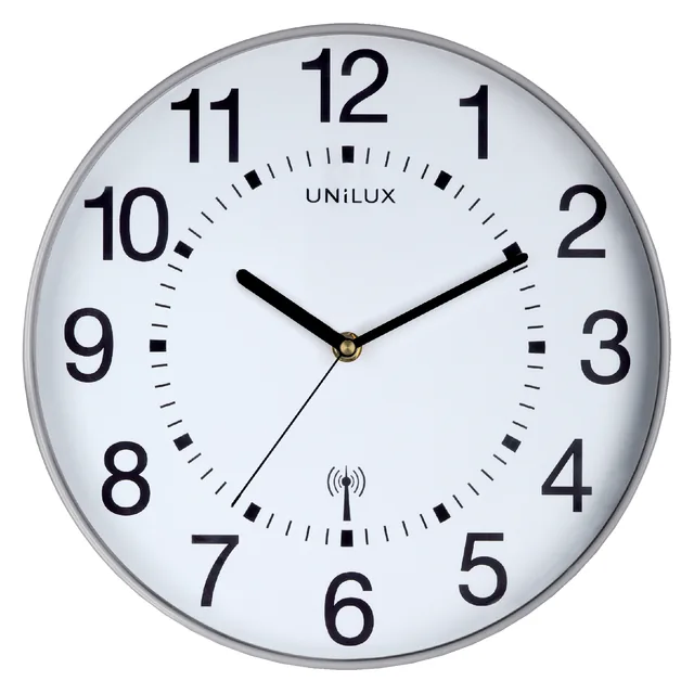Wandklok Unilux Wave radio dia 30cm zilvergrijs/wt