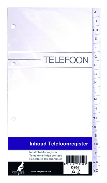 Telefoonregister navulling Kan A-Z 200x100mm 4r
