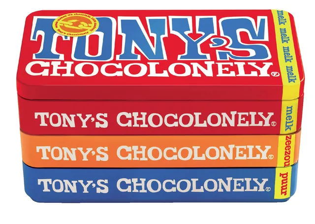 Chocolade Tony Chocolonely puur mlk en karam zeezt