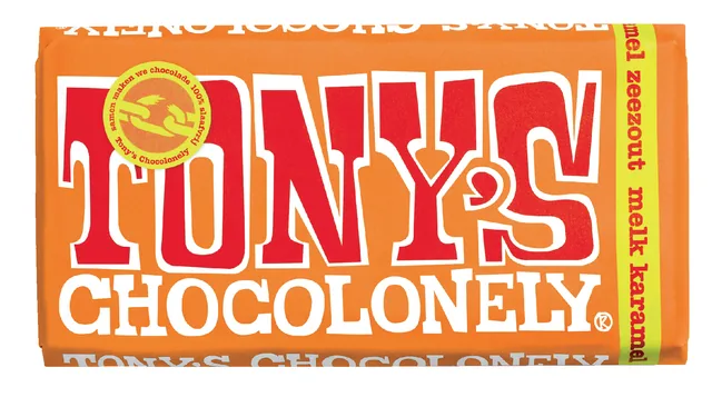 Chocolade Tony Chocolonely melk karam zeezt 180gr