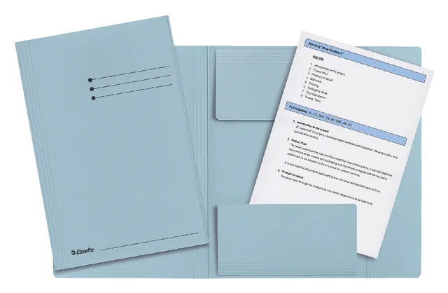 Dossiermap Esselte folio 3klep manilla 275gr blauw