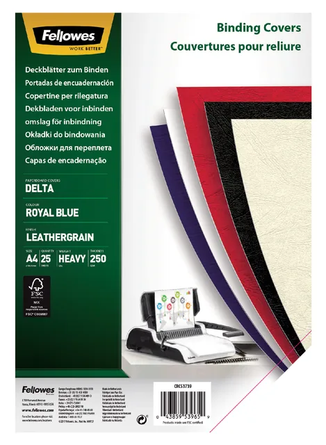 Voorblad Fellowes A4 lederlook royal blauw