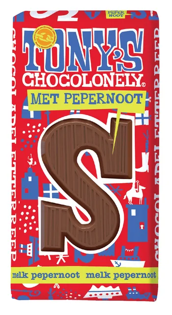 Chocoladeletter Tony Chocolonely melk pepernoot S