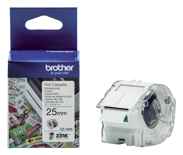 Etiket Brother CZ1004 multifunctioneel 25mm 5m wit