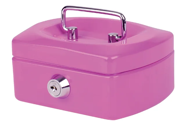 Geldkist Pavo met muntgleuf 125x95x60mm roze