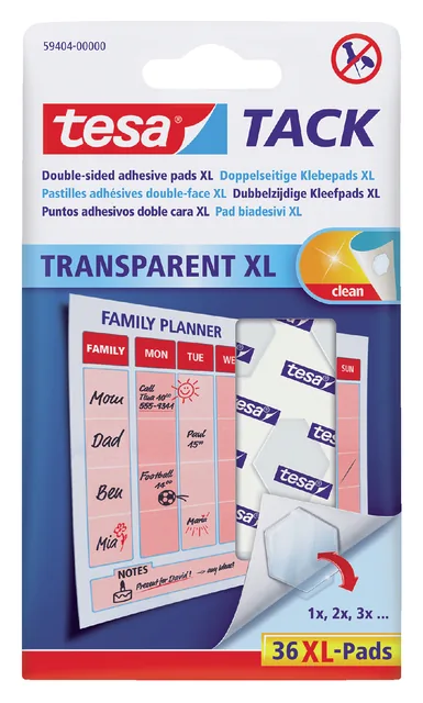 Kleefpads tesa TACK transparant XL 36st