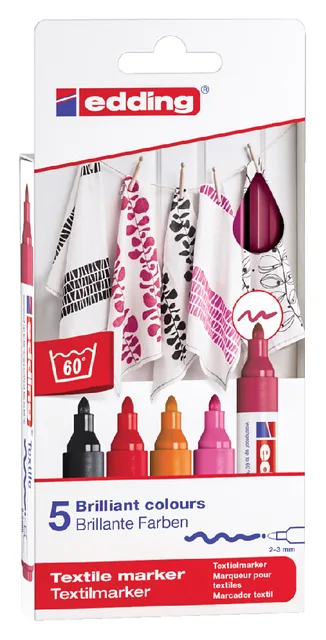 Textielmarker edding 4500 rond 2-3mm warm ass 5st