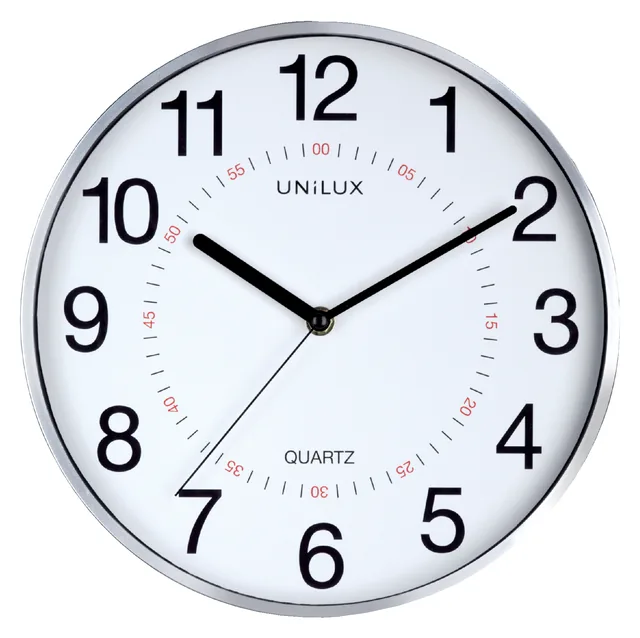 Wandklok Unilux Aria dia 28.5cm zilvergrijs/wit