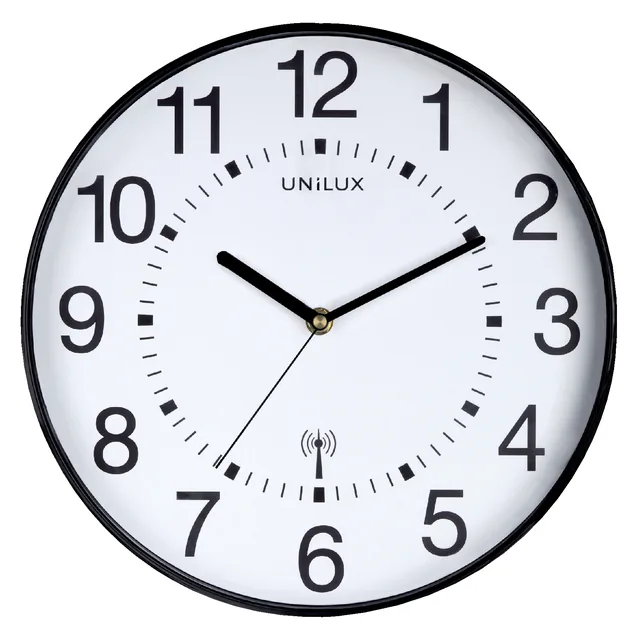 Wandklok Unilux Maxi radio dia 37.5cm zwart/wit