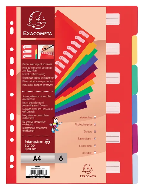 Tabbladen Exacompta 225x297mm 11gaats 6delig ass
