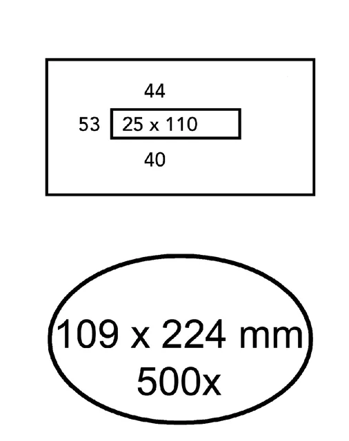 Envelop Quantore 109x224mm Vm 80gr wt 500st
