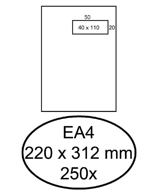 Envelop Hermes akte EA4 220x312 vr zk 250st wit
