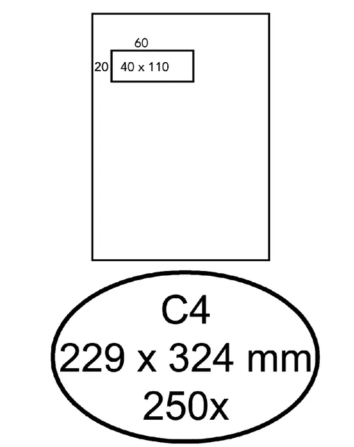 Envelop Hermes akte C4 vl 4x11 120gr 250st wit