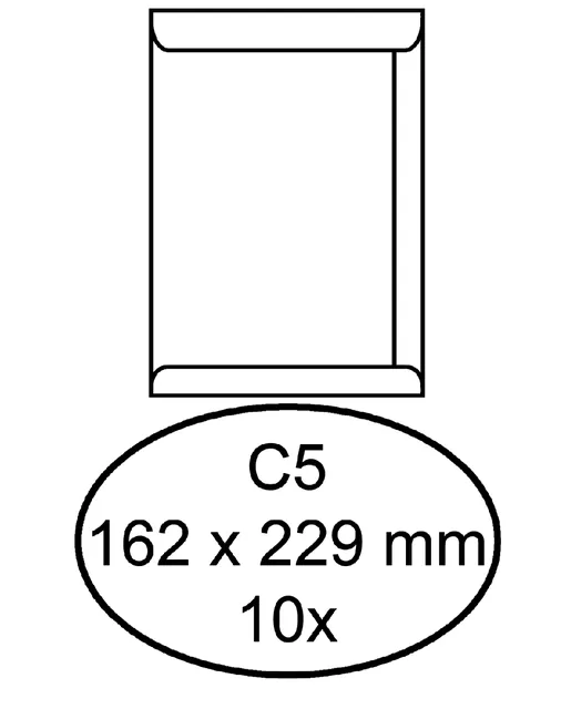 Envelop Hermes akte C5 162x229 zk 10st wit
