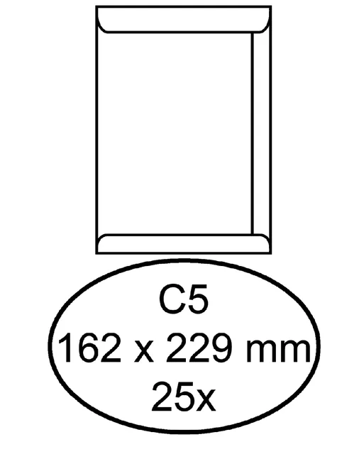 Envelop Hermes akte C5 162x229 zk 25st wit