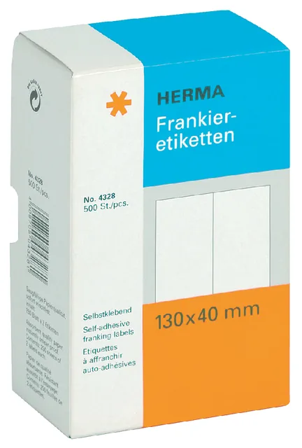 Frankeeretiket HERMA 4328 dubbel 130x40mm 500st