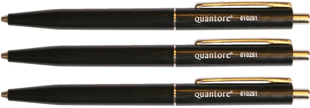 Balpen Quantore drukknop en metalen clip zwart