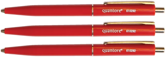 Balpen Quantore drukknop en metalen clip rood