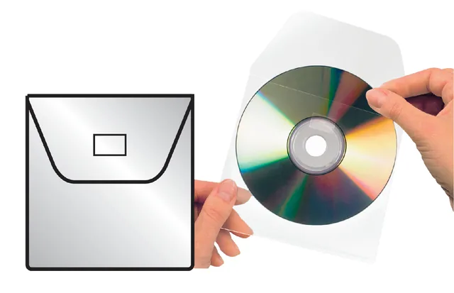 Cd/dvd hoes Djois 127x127mm klep tr 25st