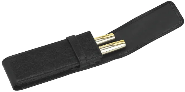 Pennenetui 322 2dlg nerfleer zwart