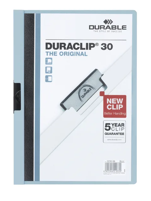 Klemmap Durable Duraclip A4 3mm 30v lichtblauw
