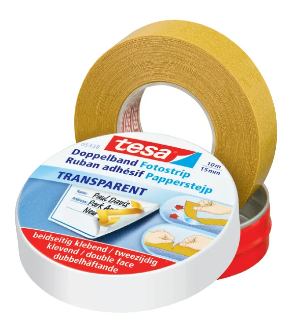 Dubbelzijdig knutseltape tesa 10mx15mm beige blik