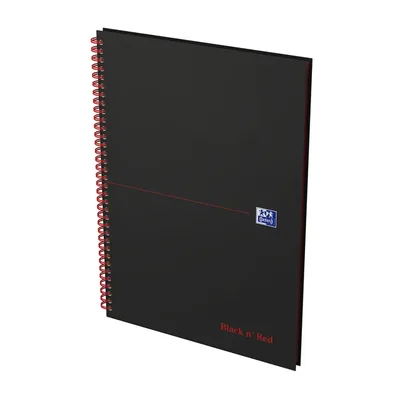 Spiraalblok Oxf Black en Red A4 lijn 140pag 80gr