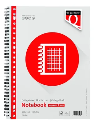 Collegeblok Quantore A4 ruit 5mm 23-gaats 200pg