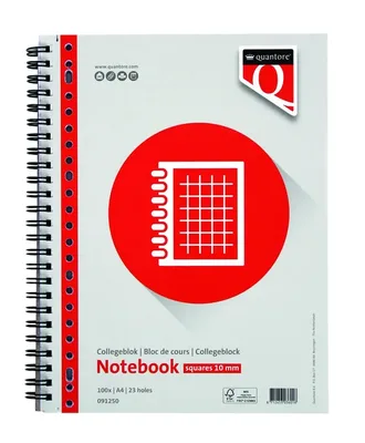 Collegeblok Quantore A4 ruit 10mm 23-gaats 200pg