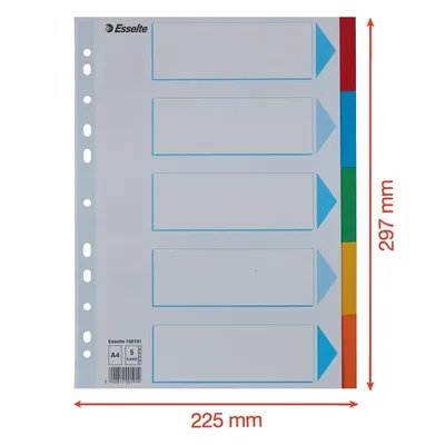 Tabbladen Esselte Stand A4 5dlg karton 11r ass