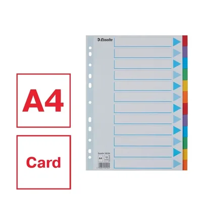 Tabbladen Esselte Stand A4 12dlg karton 11r ass