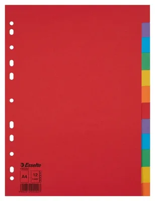 Tabbladen Esselte Economy A4 12dlg karton 11r ass