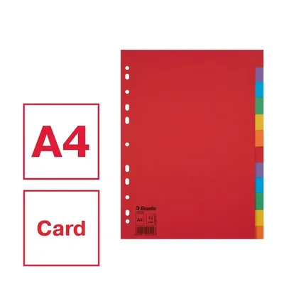 Tabbladen Esselte Economy A4 12dlg karton 11r ass