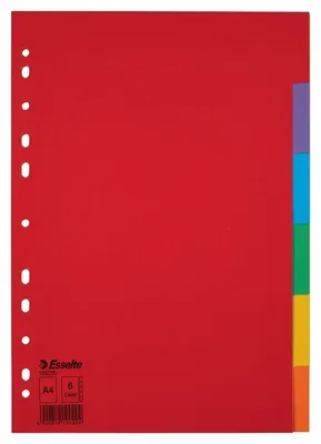 Tabbladen Esselte Economy A4 6dlg  karton 11r ass