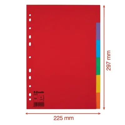 Tabbladen Esselte Economy A4 6dlg  karton 11r ass