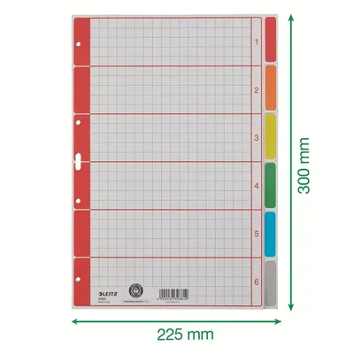 Tabbladen Leitz 4350 A4 4r karton 6dlg grijs