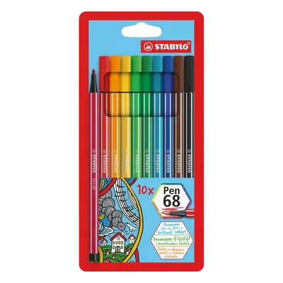 Viltstift STABILO Pen 68/10 M ass 10st