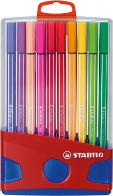 Viltstift STABILO Pen 68/20 rood/blauw etui M 20st