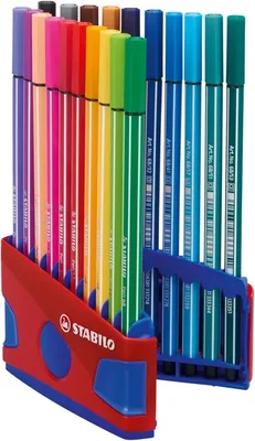 Viltstift STABILO Pen 68/20 rood/blauw etui M 20st