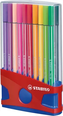 Viltstift STABILO Pen 68/20 rood/blauw etui M 20st